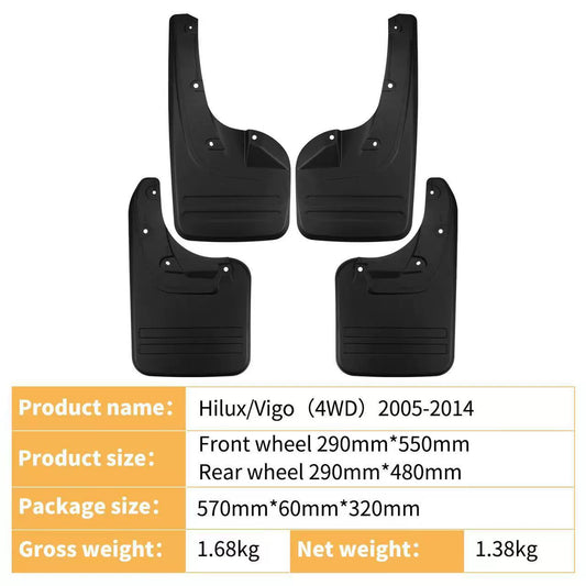 4PCS Front & Rear Mud Flaps Splash Guards for Toyota Hilux Vigo 4WD 2005–2014