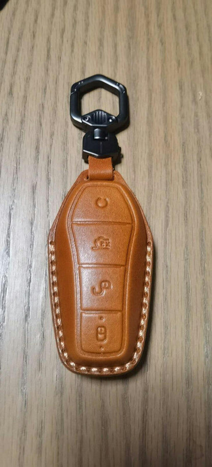 Luxury Leather Car Key Case Cover Fob Shell for BYD