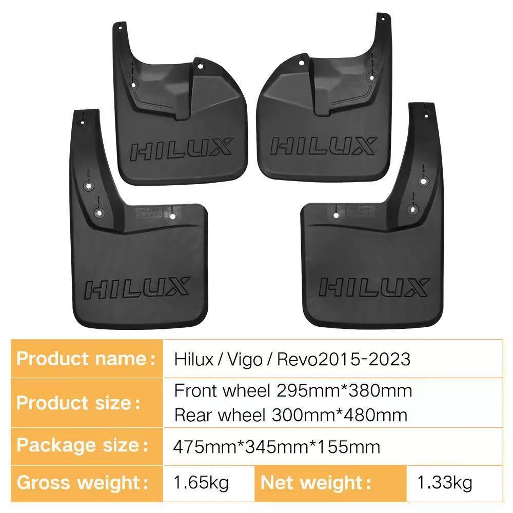 4PCS Front and Rear Mud Flaps Splash Guards for Toyota Hilux Vigo Revo 4WD 2015–2023