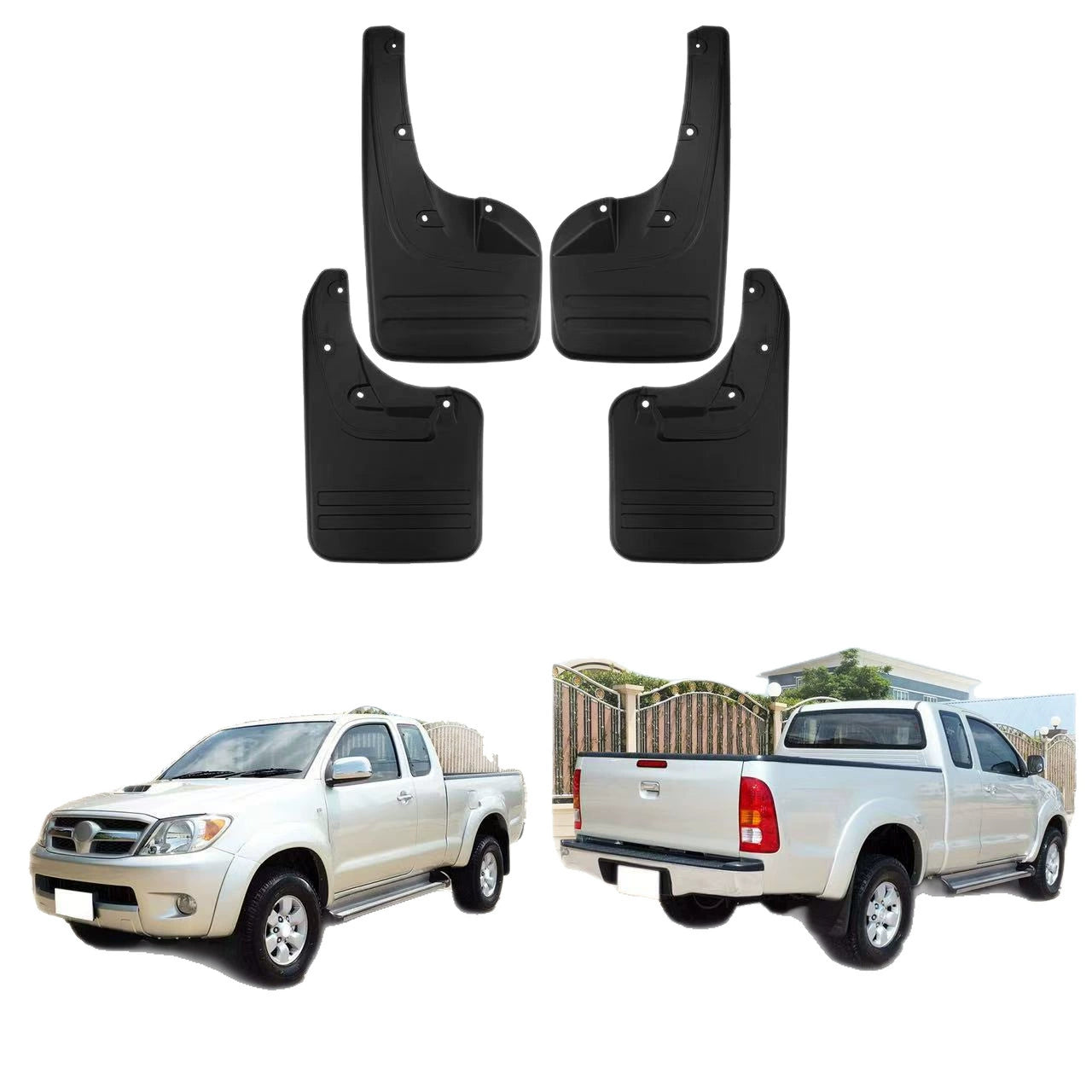4PCS Front & Rear Mud Flaps Splash Guards for Toyota Hilux Vigo 4WD 2005–2014